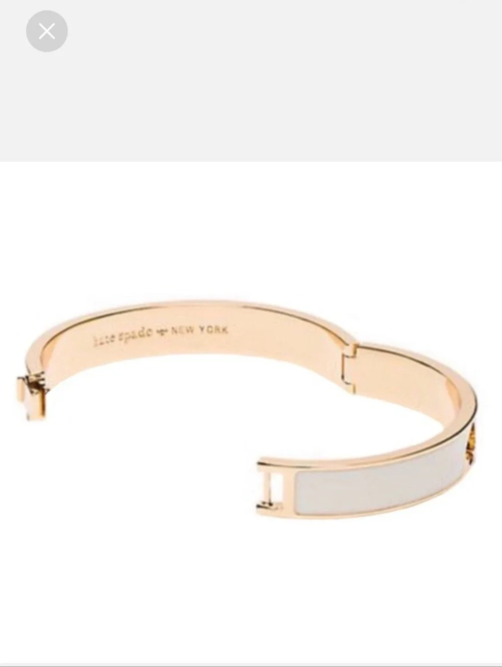 kate spade Gold-Tone and White Enamel Spade Cutout Bangle Bracelet EUC - Picture 8 of 10